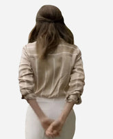 Autumn Reeser Junebug 2024 Beige Striped Shirt